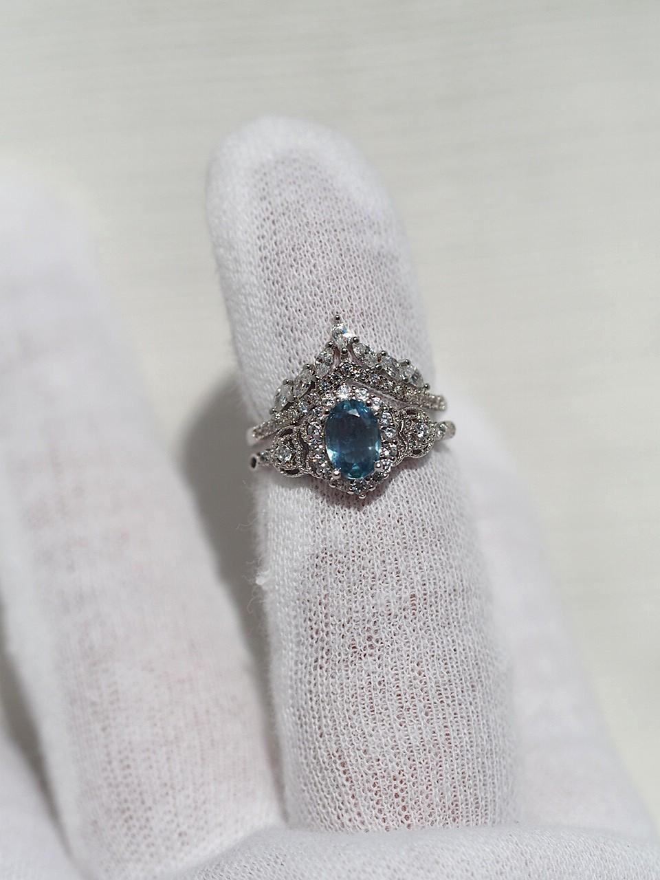 サンタマリアアクアマリン7 S925WGZC ダブルリング❀1枚目の画像