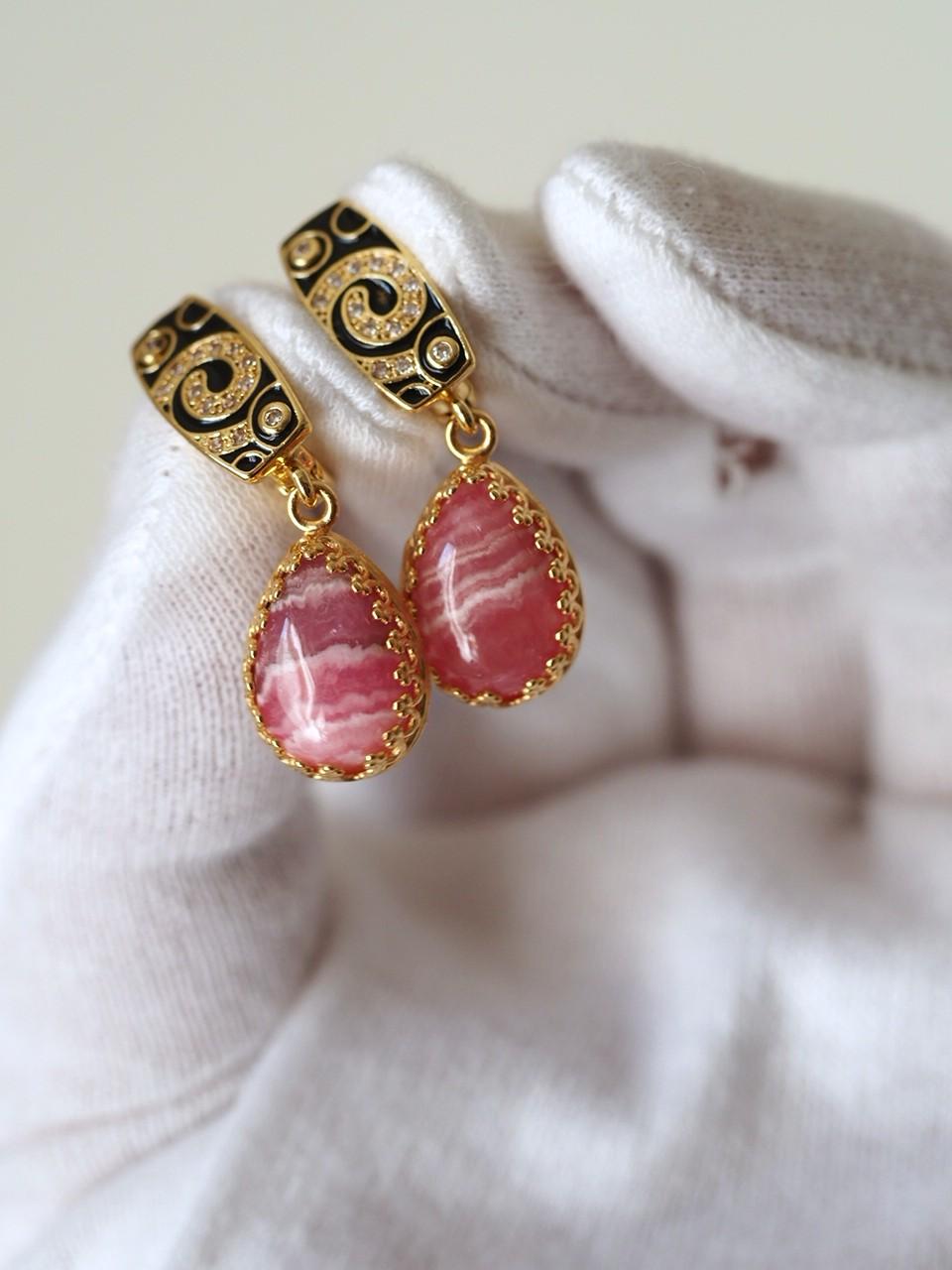 インカローズ14 K14gf製blackデザインフープピアス1枚目の画像