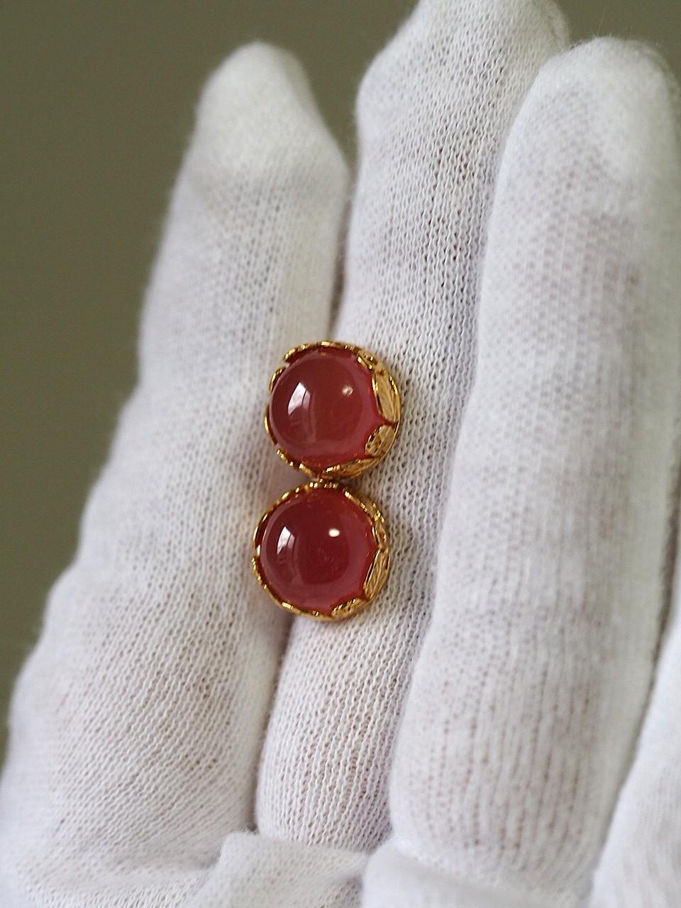 インカローズ10 K18GPリーフ&フラワー台座ピアス1枚目の画像