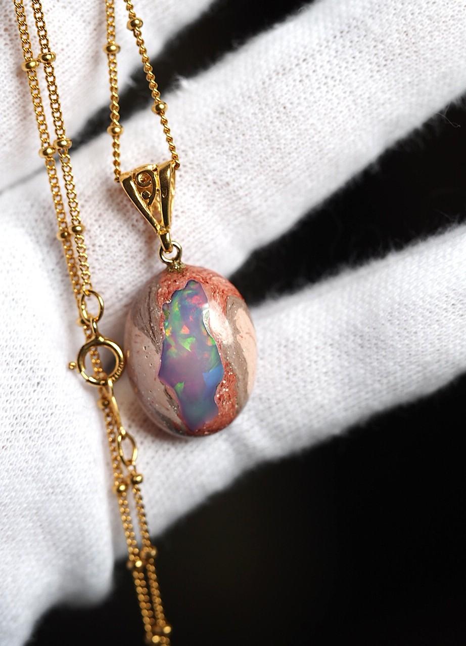 限定1 Galaxyオパール19 K14gfデザインバチカンペンダントトップ❀1枚目の画像