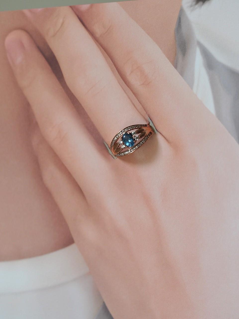 サンタマリアアクアマリン6 S925RGP 13号 デザインリング❀1枚目の画像